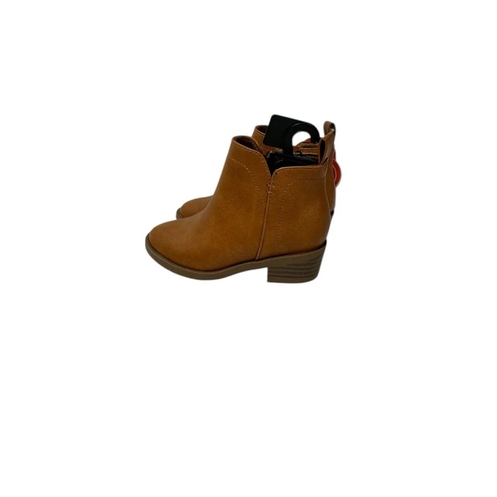 wonder nation toddler girls ankle boots brown zips‎ up the side size 8